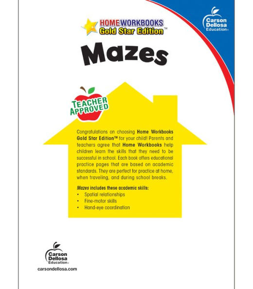 Mazes, Grades PK - 1: Gold Star Edition