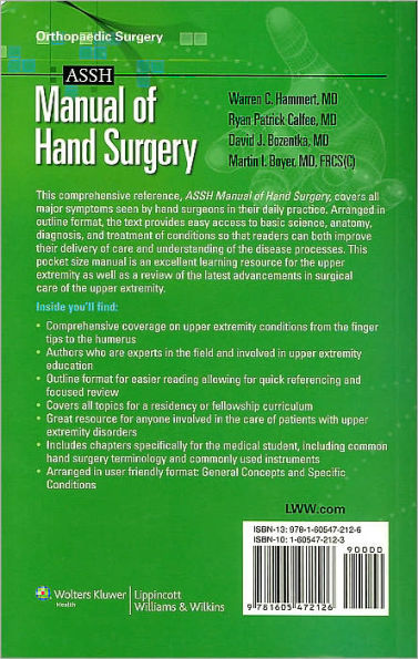 ASSH Manual of Hand Surgery