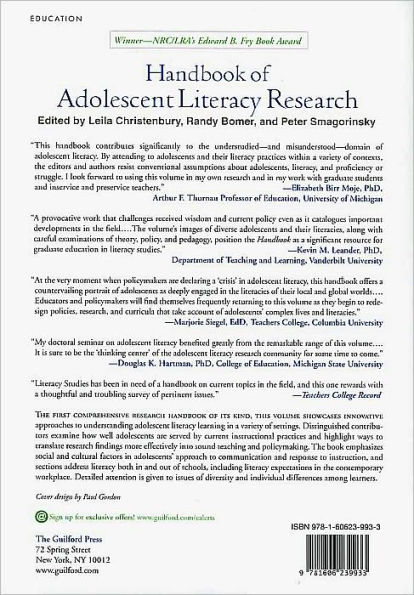 Handbook of Adolescent Literacy Research