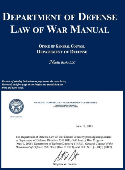 Department of Defense Law of War Manual by Ogc Department of Defense ...