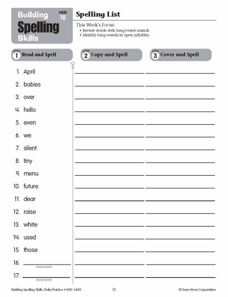 Building Spelling Skills, Grade 3 - Student Workbook