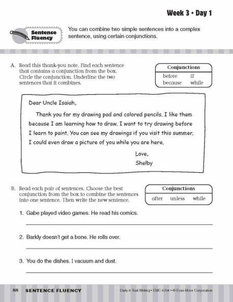 Daily 6-Trait Writing, Grade 4 Student Edition Workbook