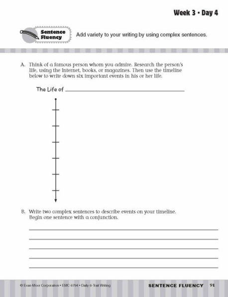 Daily 6-Trait Writing, Grade 4 Student Edition Workbook