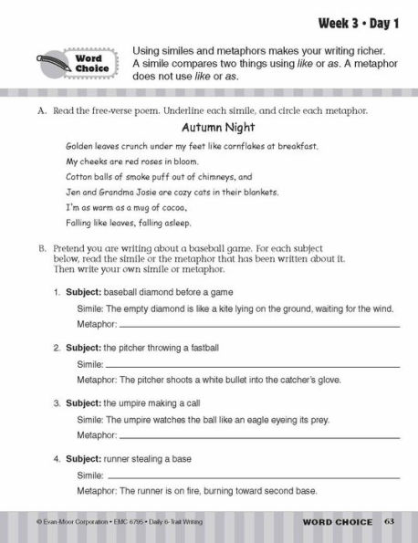 Daily 6-Trait Writing, Grade 5 Student Edition Workbook