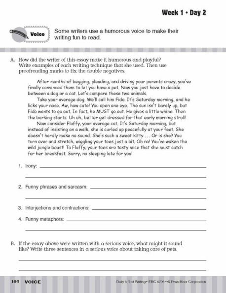 Daily 6-Trait Writing, Grade 6 Student Edition Workbook