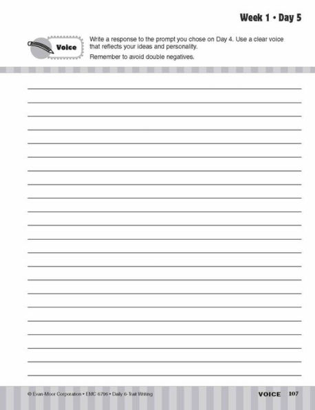 Daily 6-Trait Writing, Grade 6 Student Edition Workbook