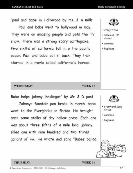 Daily Paragraph Editing, Grade 3 Student Edition Workbook