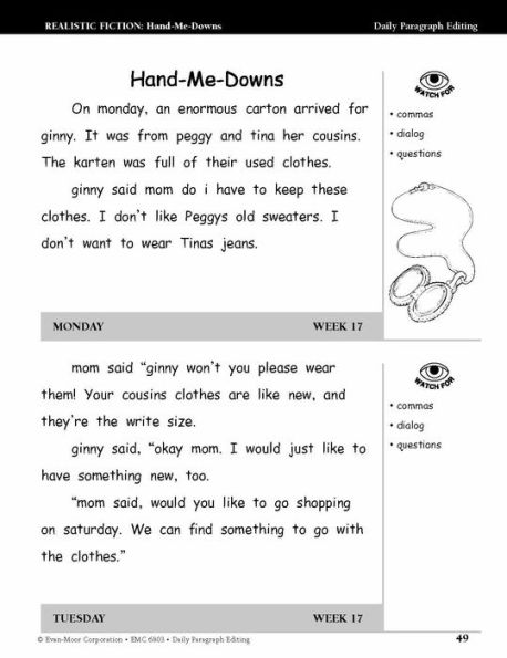 Daily Paragraph Editing, Grade 3 Student Edition Workbook