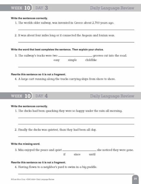 Daily Language Review, Grade 6 Student Edition Workbook