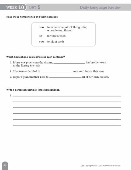 Daily Language Review, Grade 6 Student Edition Workbook