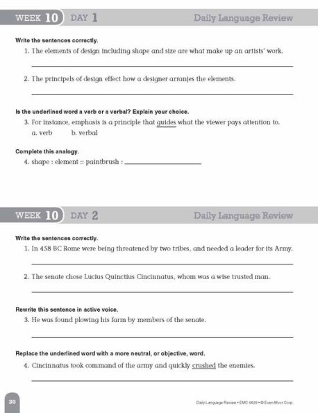 Daily Language Review, Grade 8 Student Edition Workbook