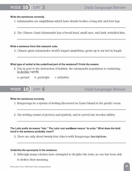 Daily Language Review, Grade 8 Student Edition Workbook