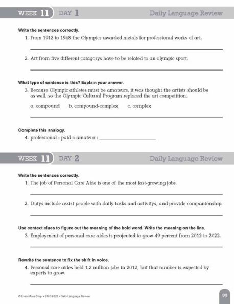 Daily Language Review, Grade 8 Student Edition Workbook