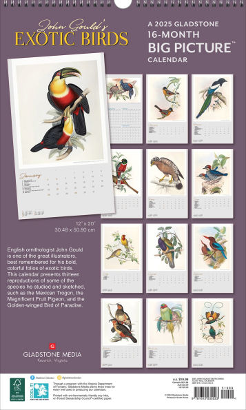 2025 Gould's Exotic Birds Big Picture Calendar