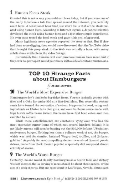 Listverse.com's Epic Book of Mind-Boggling Top 10 Lists: Unbelievable Facts and Astounding Trivia on Movies, Music, Crime, Celebrities, History, and More