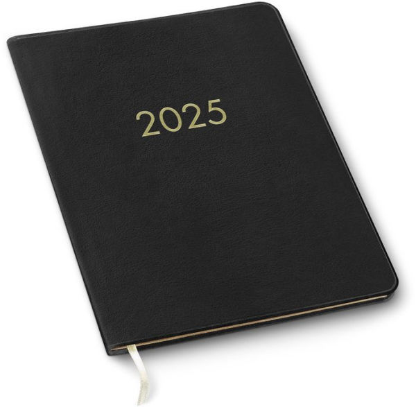 2025 Paper Source Black Leather LG Monthly Planner