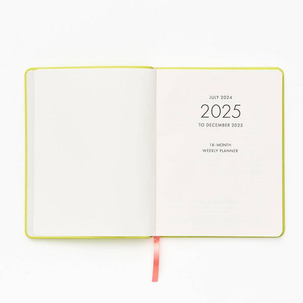 2025 Paper Source Green Leather Weekly Academic Planner