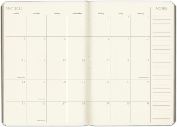 2025 Paper Source Black 12M Monthly Pocket Planner