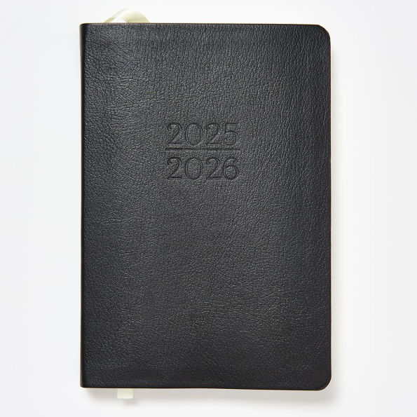 2025-2026 Paper Source Black Leather 12-Month Daily Planner July 2025 - June 2026
