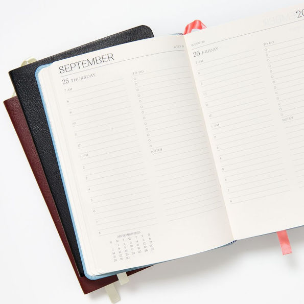 2025-2026 Paper Source Black Leather 12-Month Daily Planner July 2025 - June 2026