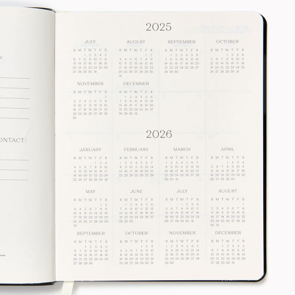 2025-2026 Paper Source Black Leather 18-Month Weekly Desk Planner