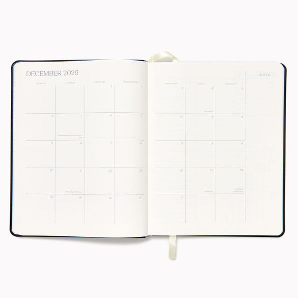 2025-2026 Paper Source Black Leather 18-Month Weekly Desk Planner