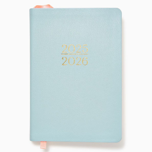 2025-2026 Paper Source Light Blue Leather 12-Month Daily Planner July 2025 - June 2026