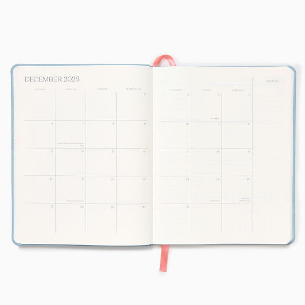 2025-2026 Paper Source Light Blue Leather 18-Month Weekly Desk Planner