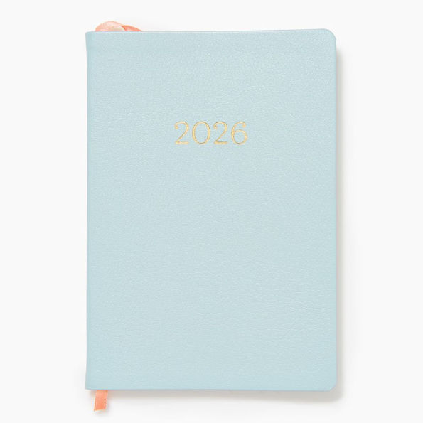 2025-2026 Paper Source Light Blue Leather 18-Month Monthly Pocket Planner