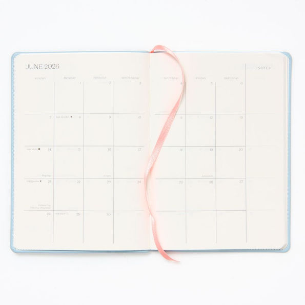 2025-2026 Paper Source Light Blue Leather 18-Month Monthly Pocket Planner