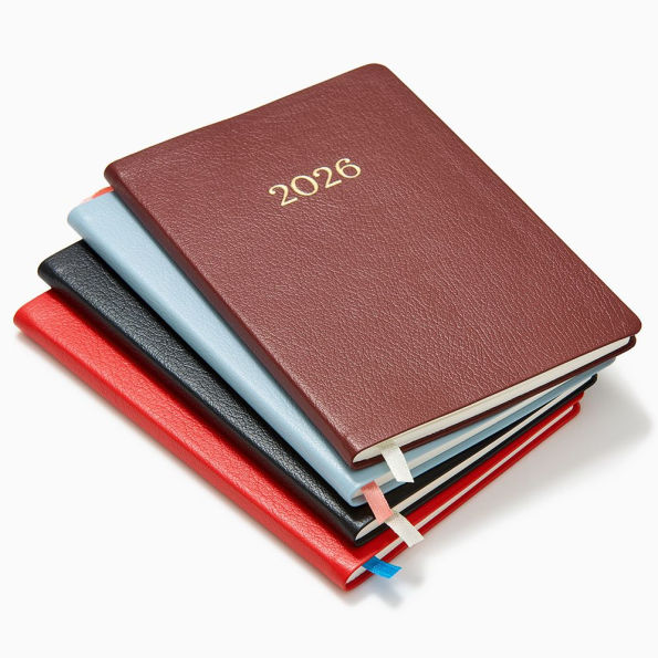 2025-2026 Paper Source Light Blue Leather 18-Month Monthly Pocket Planner