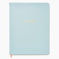 Title: 2025-2026 Paper Source Light Blue Leather 18-Month Monthly Desk Planner