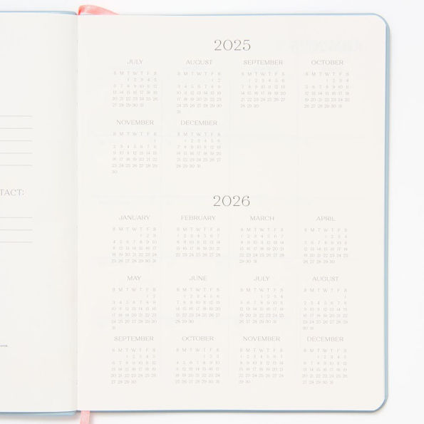2025-2026 Paper Source Light Blue Leather 18-Month Monthly Desk Planner