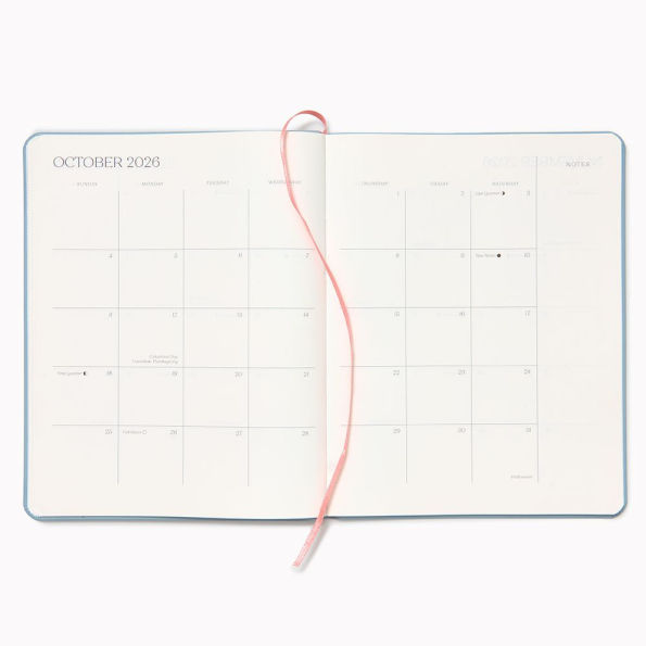 2025-2026 Paper Source Light Blue Leather 18-Month Monthly Desk Planner