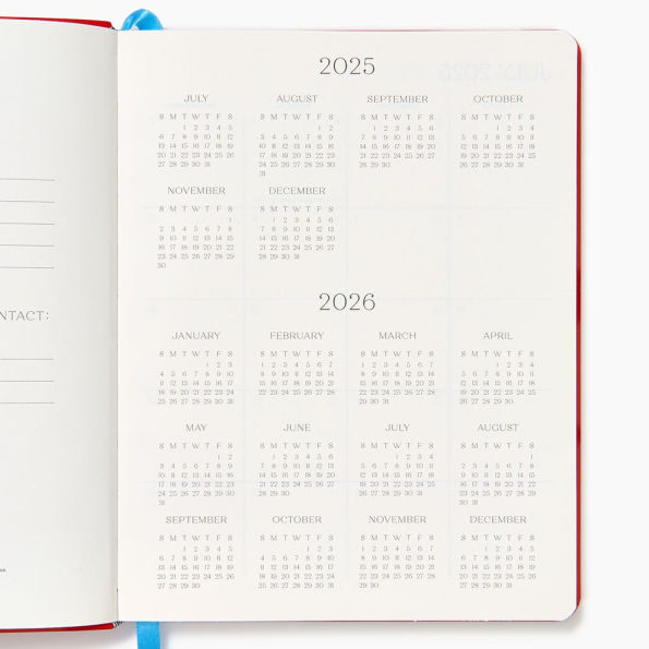 2025-2026 Paper Source Red Leather 18-Month Weekly Desk Planner