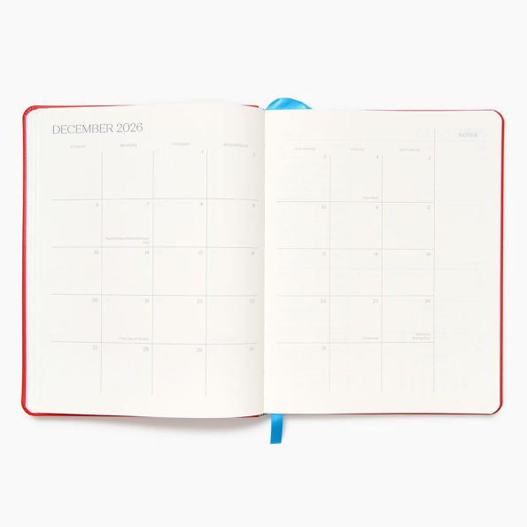 2025-2026 Paper Source Red Leather 18-Month Weekly Desk Planner