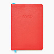 Title: 2025-2026 Paper Source Red Leather 18-Month Monthly Pocket Planner