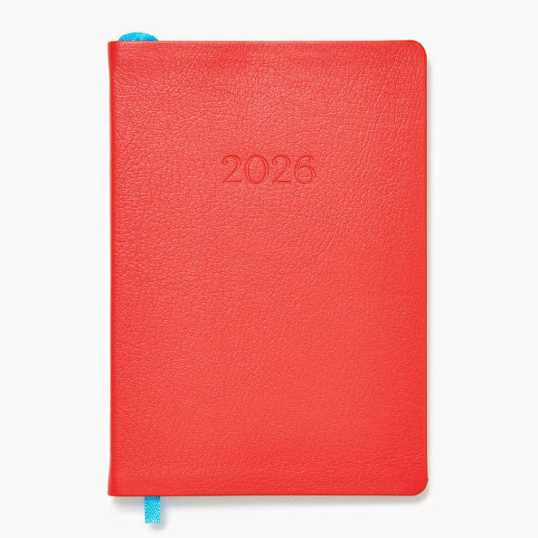 2025-2026 Paper Source Red Leather 18-Month Monthly Pocket Planner