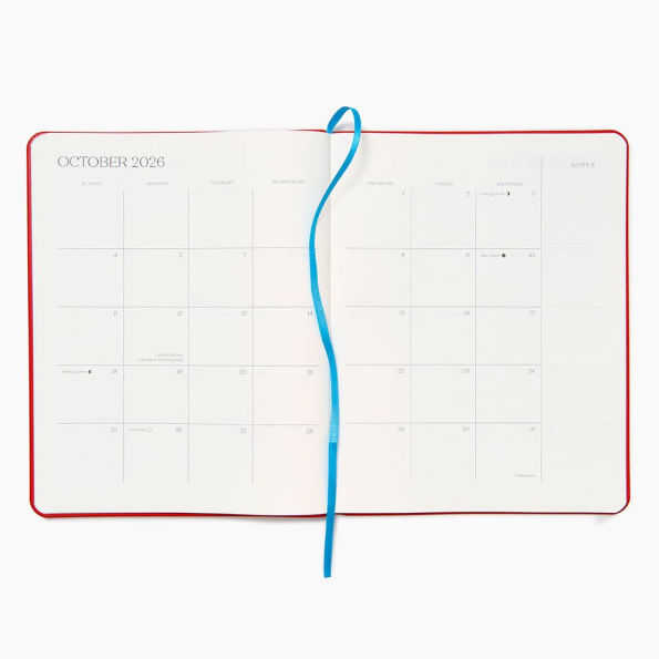 2025-2026 Paper Source Red Leather 18-Month Monthly Desk Planner