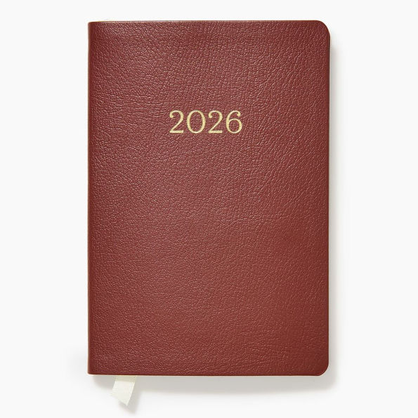 2025-2026 Paper Source Maroon Leather 18-Month Weekly Pocket Planner