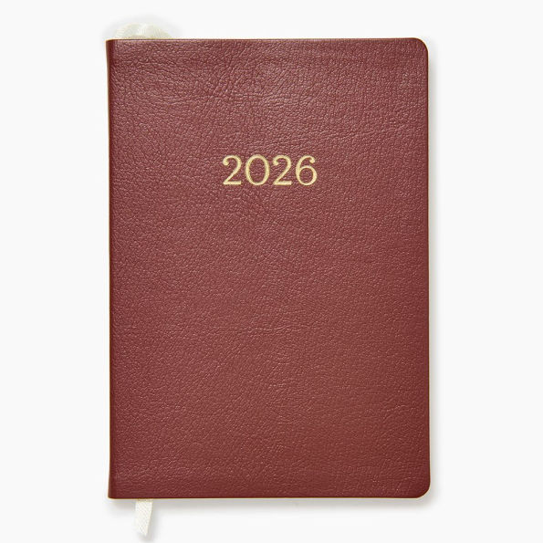 2025-2026 Paper Source Maroon Leather 18-Month Monthly Pocket Planner