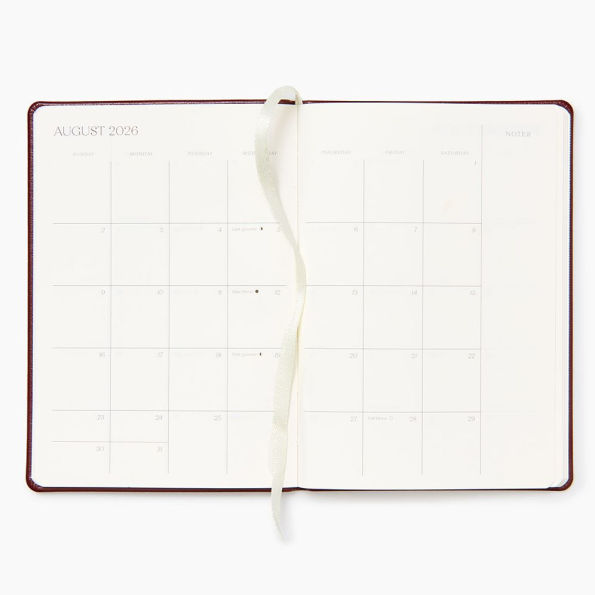 2025-2026 Paper Source Maroon Leather 18-Month Monthly Pocket Planner