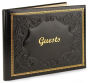 Black Gold Embossed Italian Leather Bound Guest Book 8.5 X 10.5