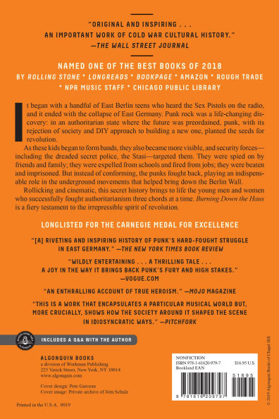 Burning Down the Haus: Punk Rock, Revolution, and the Fall of the Berlin Wall