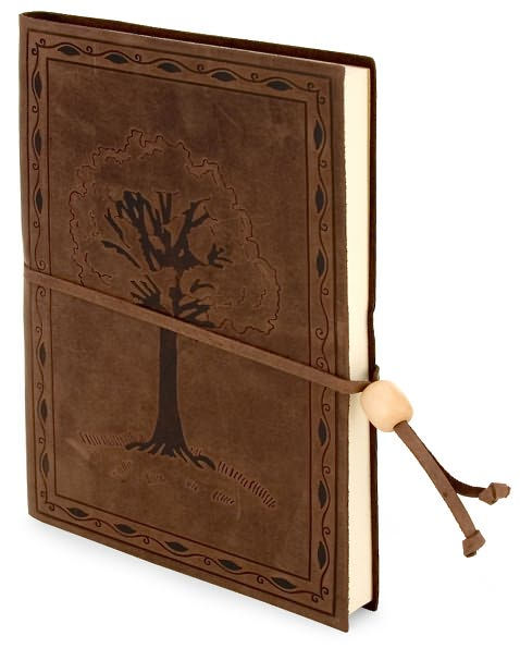 Tree Embossed Brown Italian Leather Lined Journal with Bead 6x8