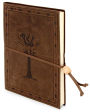 Tree Embossed Brown Italian Leather Lined Journal with Bead 6x8