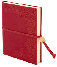 Title: Floral Embossed Red Leather Lined Journal with Bead 5