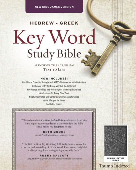 The Hebrew-Greek Key Word Study Bible: NKJV, Genuine Leather Black Indexed