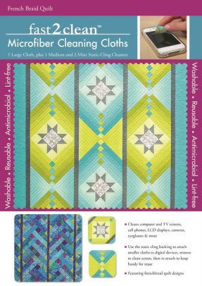 Fast2clean French Braid Quilt Microfiber Cleaning Cloths 1 Large Cloth Plus 1 Medium And 2 Mini Static Cling Cleaners Other Format