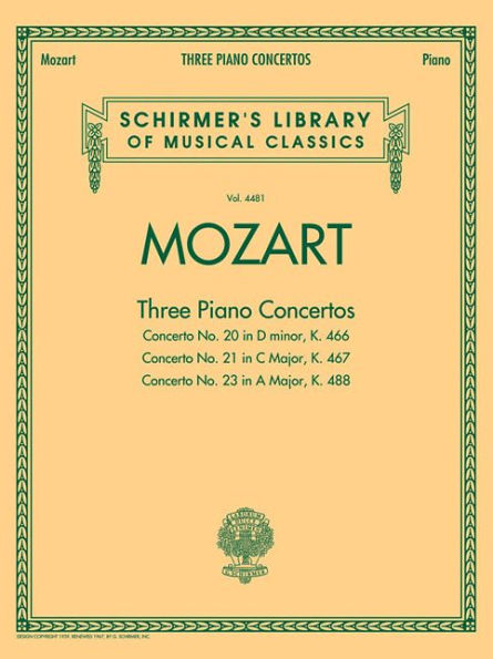 Mozart - 3 Piano Concertos: Schirmer Library of Classics Volume 4481 Two Pianos, Four Hands
